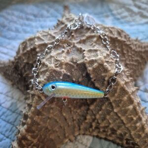 Shimmering Blue and Silver Fish Lure Bracelet